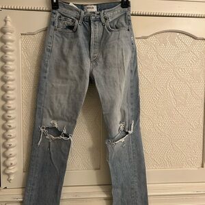 Agolde Distressed Light Blue Jeans